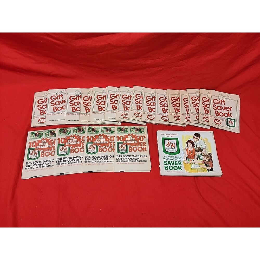 Vintage S & H Green Stamps Quick Saver Lot of Filled Books 1970’s Lot Of 20
